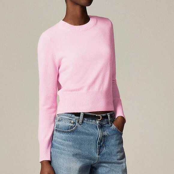 J. Crew Sweaters - NWT J Crew Cashmere Shrunken Crewneck Sweater Pink